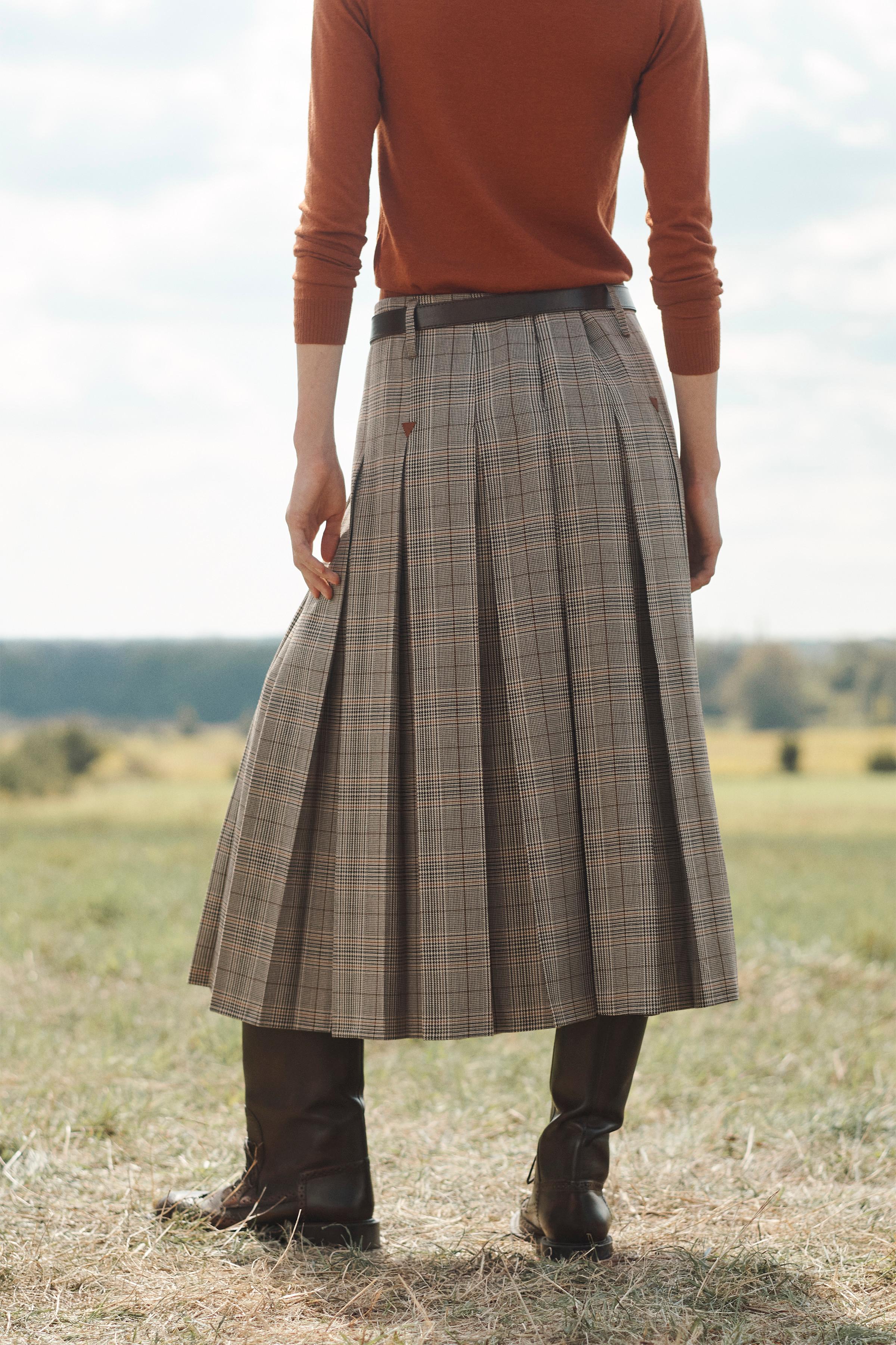 PLAID BOX PLEAT SKIRT - LIMITED EDITION